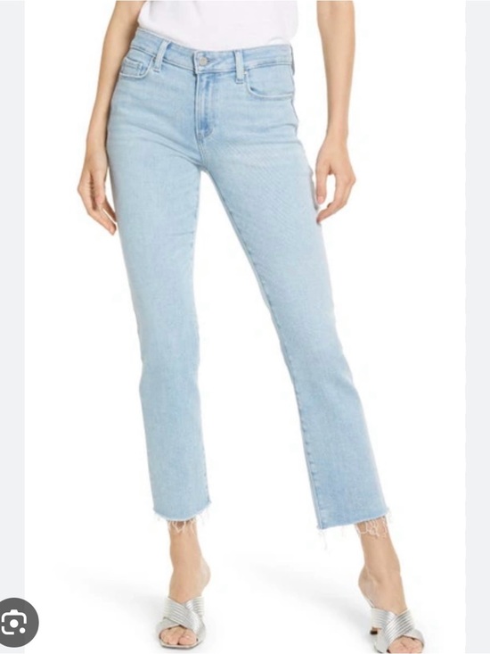 PAIGE Denim - Paige Jean Amber Billie Raw Hem Straight Leg Light Wash Designer Sz 29